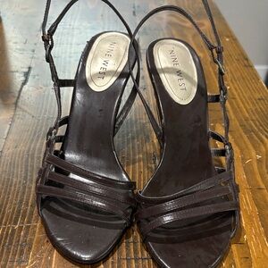 Vintage Nine West Dark Brown Strappy Heels